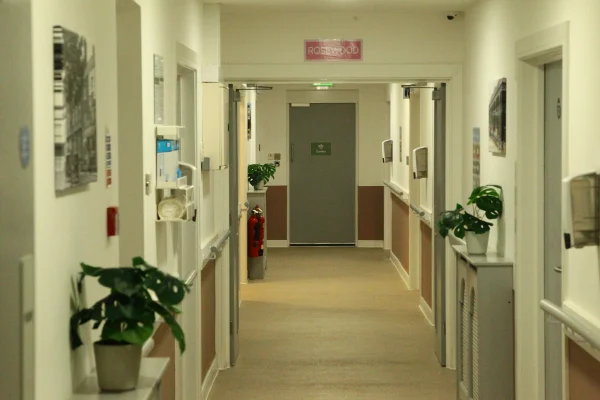Nurse station corridor at Chestnut Rise Nursing Home
